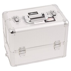 Sunrise Silver Dot Extendable Tray Aluminum Makeup Case