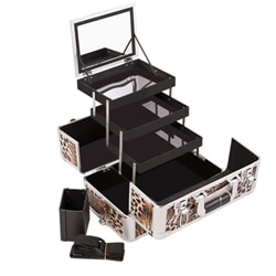 Sunrise Brown Leopard 3-Tier Extendable Tray Aluminum Makeup Case