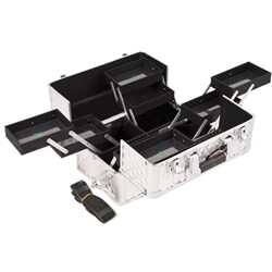 Sunrise Silver Diamond 8-Tier Extendable Tray Makeup Case