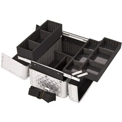 Sunrise Silver Diamond Extendable Tray Makeup Case