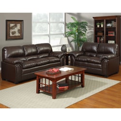 Brown Bonded Leather 2-piece Sofa Set