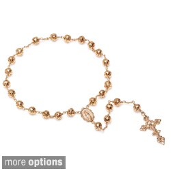 Sterling Essentials 14k Gold over Bronze Large Cut-out Bead Pocket Rosary
