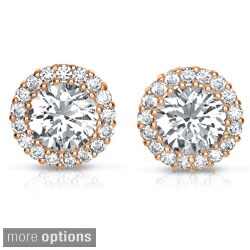 Collette Z Rose-plated or Sterling Silver Cubic Zirconia Round Earrings