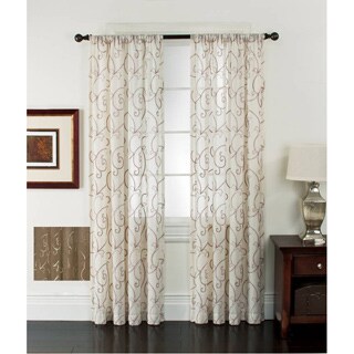 Riverhead Linen Embroidered Curtain Panel Pair