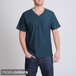 Burnside Men's Striped Y-neck Henley Pocket Shirt