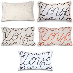 Thro Love Embroidered Script Pillow (12 x 20)