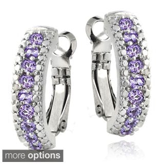 Glitzy Rocks Gemstone and Diamond Accent Half Hoop Earrings