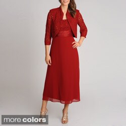 R & M Richards Women's 2-piece Lace Sequin Bodice Jacket Dress