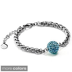 Stainless Steel Colored Crystal-encrusted Sphere Bracelet