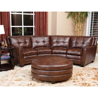 ABBYSON LIVING Alexia Premium Top Grain Leather Sectional and Ottoman