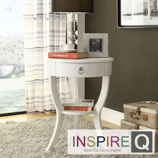 Inspire Q Neo White Oval Curvilinear Legged Nightstand