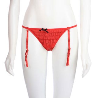 Crotchless Rumba Thong w/Removable Garters in Red by Rene Rofe-Image