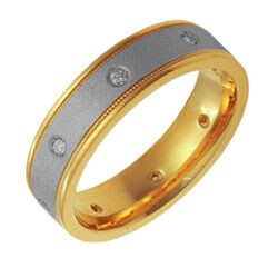 14k Two-Tone Gold 1/6 ct TDW Women's Comfort Fit Diamond Band (GH, SI)