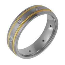 14k Two-Tone Gold 1/6 ct TDW Women's Comfort Fit Diamond Wedding Band (GH, SI)