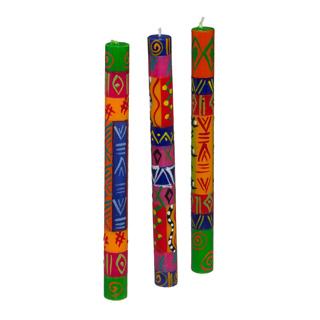 Set of Three Boxed Hand-painted Taper Candles with Shahidii Design Set of 3 , Handmade in South Africa