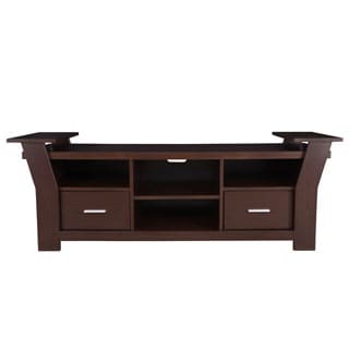 Furniture of America Skyler Contemporary 64-inch White/ Walnut 2-drawer TV Console