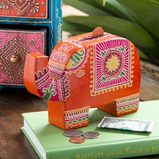 Cruelty-Free Leather Elephant Piggy Bank (India)