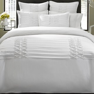 City Scene Triple Diamond 3-piece White Duvet Cover Set