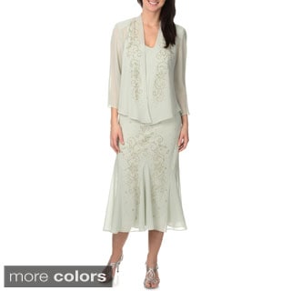 R & M Richards Women's Beaded Embellished 2-piece Dress Set