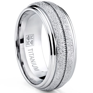 Oliveti Men's Brushed Titanium Comfort Fit Dome Band Ring-Image