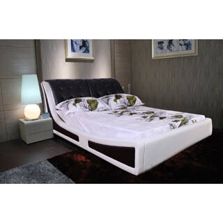 Faux Leather Black and White Platform Bed