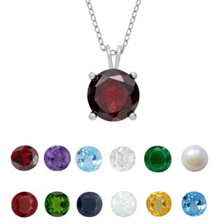 Dolce Giavonna Sterling Silver Gemstone Birthstone Necklace