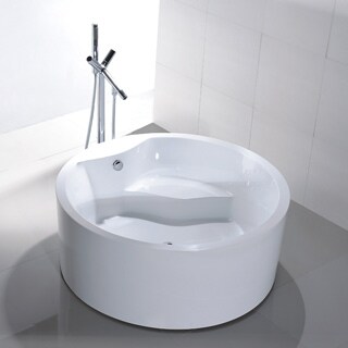 Buy  Vanity Art Freestanding 59-inch Round White Acrylic Bathtub