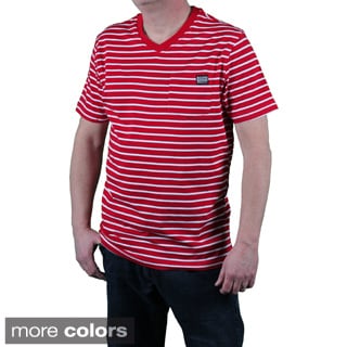 MO7 Men's Slim Fit Striped V-neck Pocket Tee-Image