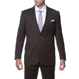 Ferrecci Men's Slim Fit Dark Brown Striped Tone on Tone 2-piece Suit-Image