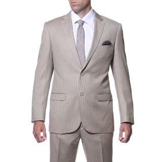 Ferrecci Men's Slim Fit Tan Striped Tone on Tone 2-piece Suit-Image