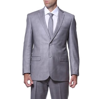 Ferrecci Men's 'Lincoln' Slim Fit Grey Plaid Tone on Tone 2-piece Suit-Image