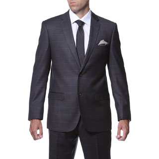 Ferrecci Men's 'Lincoln' Slim Fit Charcoal Plaid Tone on Tone 2-piece Suit-Image