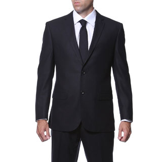 Ferrecci Men's Slim Fit Black Plaid Tone on Tone 2-piece Suit-Image