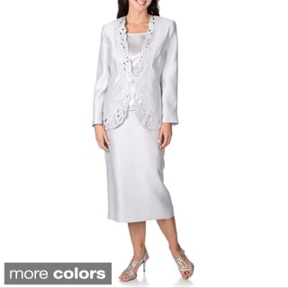 Giovanna Collection Women's Laser-cut 3-piece Skirt Suit
