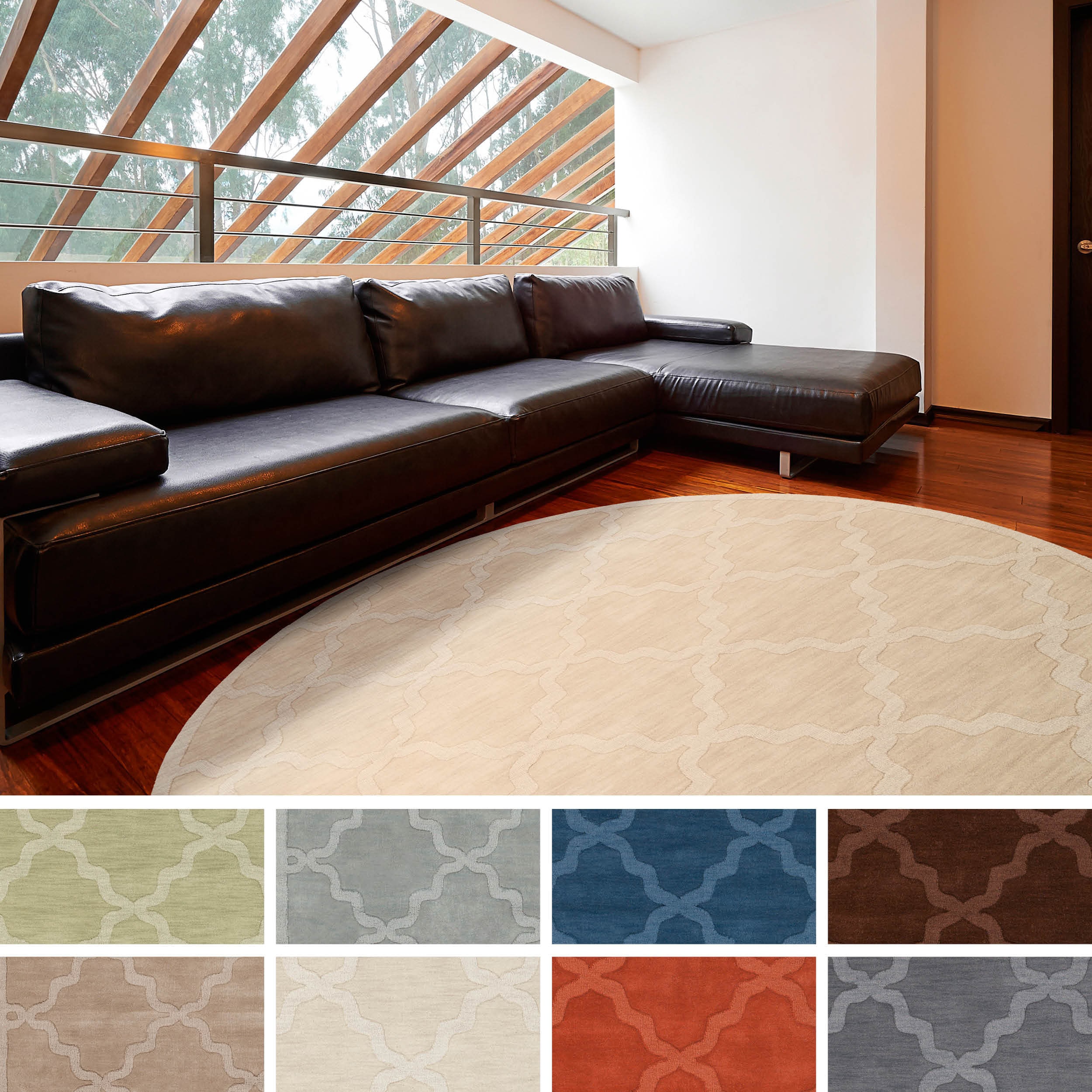 Low Price Artistic Weavers Hand-woven Amy Tone-on-Tone Lattice Wool Area Rug (9'9 Round)