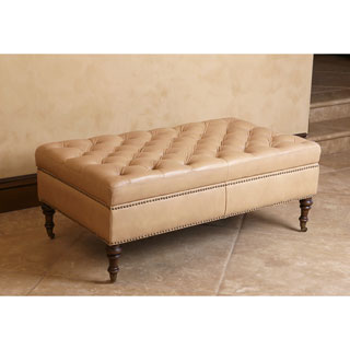 ABBYSON LIVING Monica Pedersen Camel Leather Storage Ottoman by