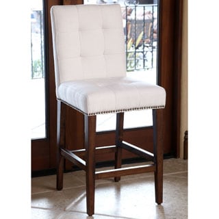 ABBYSON LIVING Monica Pedersen Ivory Tufted Linen Counter Stool by