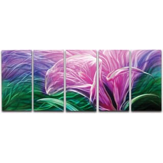 Great Prices 'Electric Lily' 5-panel Handmade Metal Wall Art