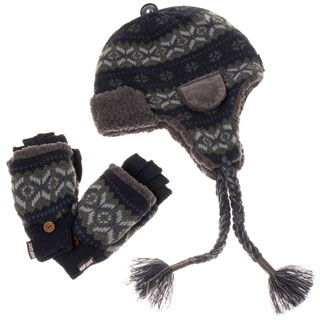 Muk Luks Men's Trapper Hat and Flip Mitten Set-Image