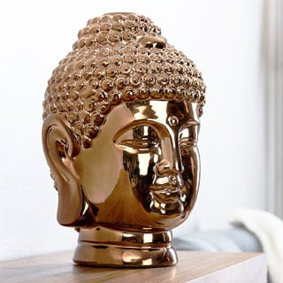 ABBYSON LIVING Ceramic Gold Chrome Buddha Head Statue