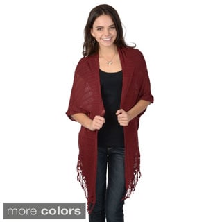 Hailey Jeans Co. Junior's Fringed Open Front Crochet Cardigan