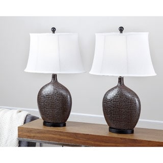 Abbyson Living Alligator Embossed Ceramic Table Lamp (Set of 2)