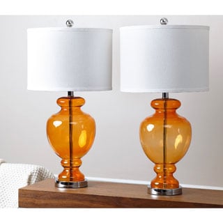 ABBYSON LIVING Burnham Orange Glass Table Lamps (Set of 2)