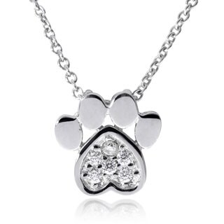 DB Designs Sterling Silver Black Diamond Accent Paw Print Necklace