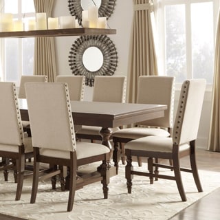 TRIBECCA HOME Flatiron Nailhead Upholstered Dining Chairs (Set of 2)