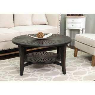 Iola Rustic Brown Round Coffee Table - 17269470 - Overstock.com