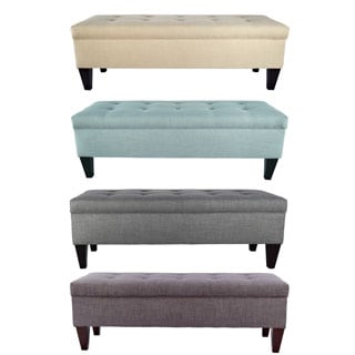Brooke Button Tufted Upholstered Long Storage Bench Ottoman