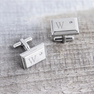 Stainless Steel Personalized Zircon Jewel Stainless Steel Initial Cufflinks