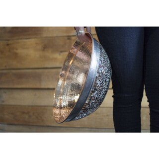 Sinkology Bardeen 16 inch Pure Copper Vessel Sink Handmade Naked Copper Sink with Glass Mosaic Exterior