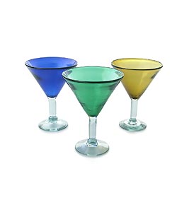 Handblown Martini Glasses, Set of 6 (Mexico)
